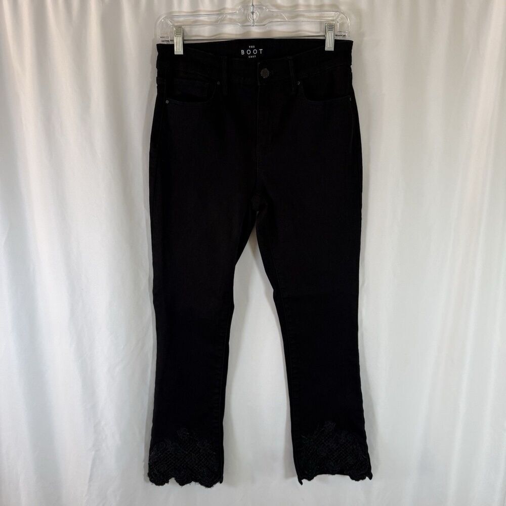 WHite House Black Market The Boot Crop Pants Women's 2 Black Button Zip